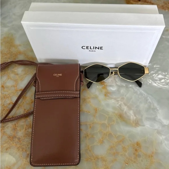 CELINE Metal Triomphe Geometric Sunglasses, 54mm - Picture 4 of 4